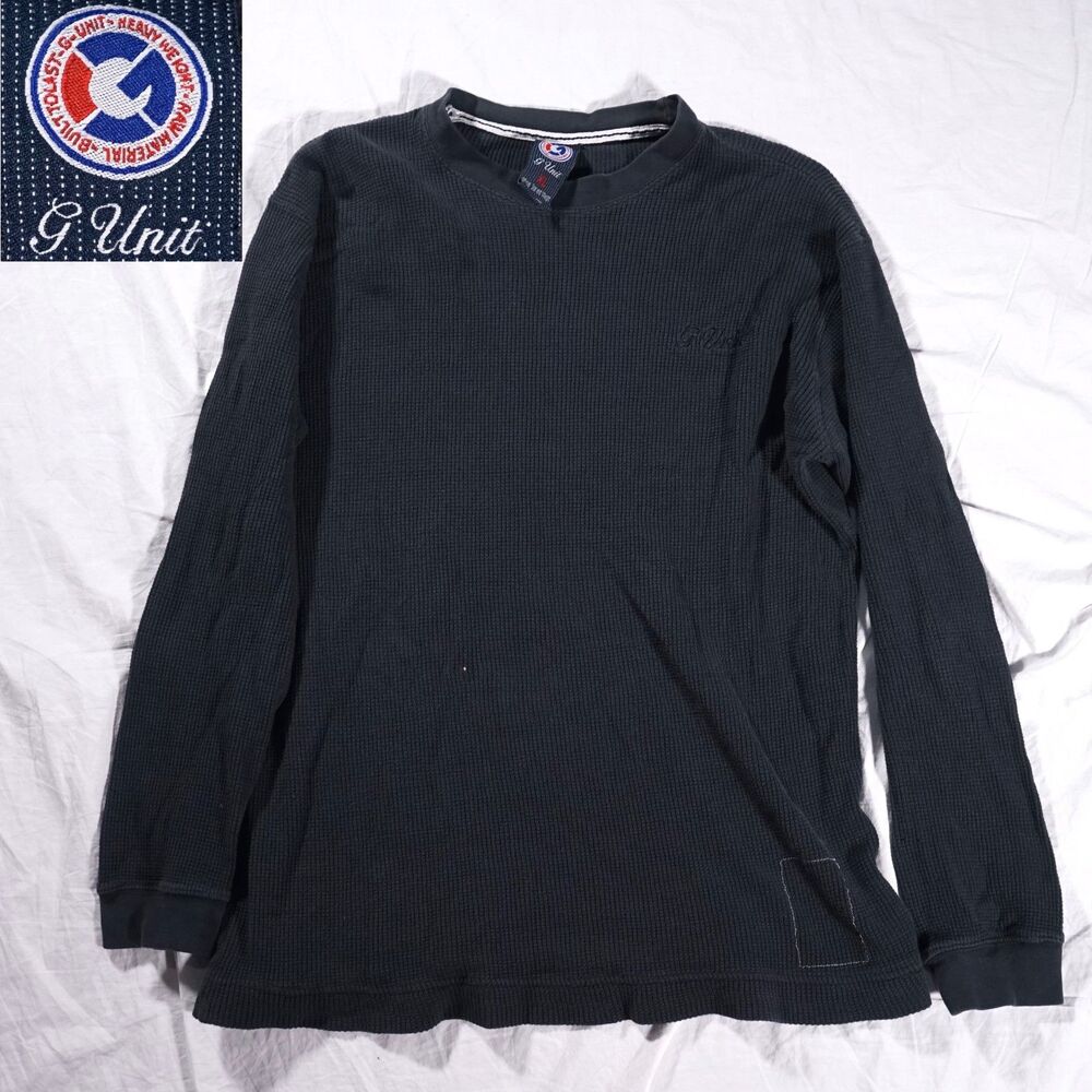 G-Unit Vintage Y2K Thermal Shirt Black Mens XL 50 Cent Embroidered Logo